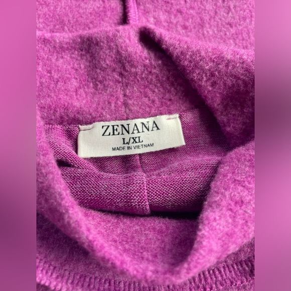 Zenana Hacci Oversized Mock Neck Exposed Reverse Seam Top, Magenta, Large/XL - Picture 4 of 10